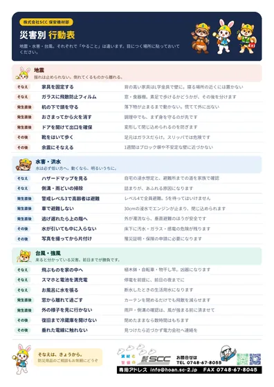災害別 行動表の表紙